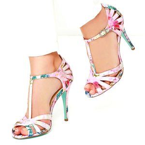 Betsey Johnson Blue by Betsey Johnson Tee Floral Dress Heels  8.5